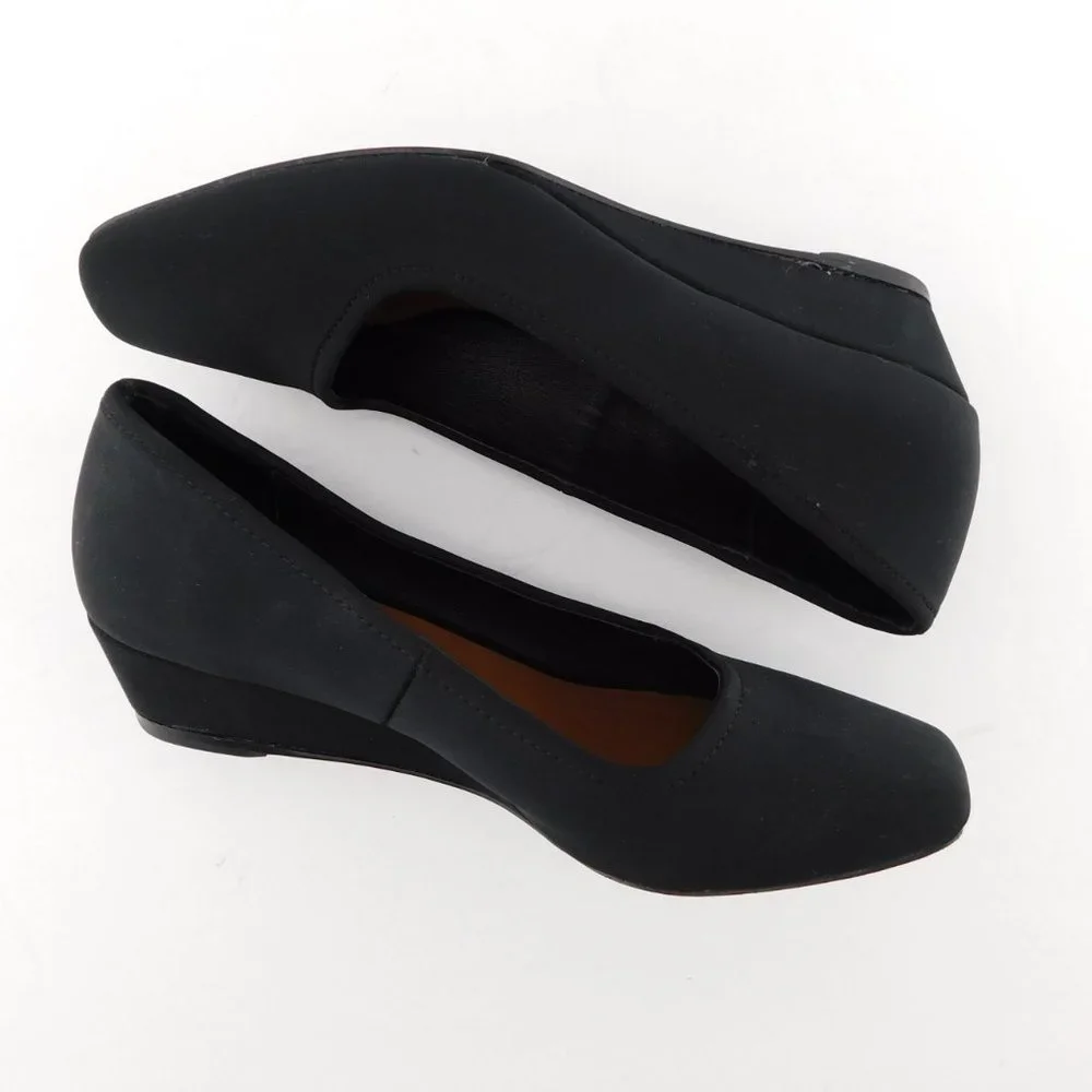 DONALD J. PLINER Black Micro Fiber Slip-on Wedged Flats 5